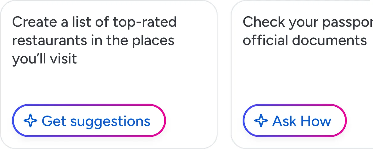 Two suggested tasks, each offering to look something up
